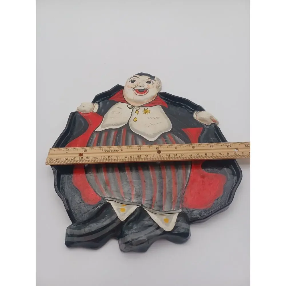 Vtg Halloween Dracula Vampire Holiday Tray Paper Mache Fitz and Floyd NOTE